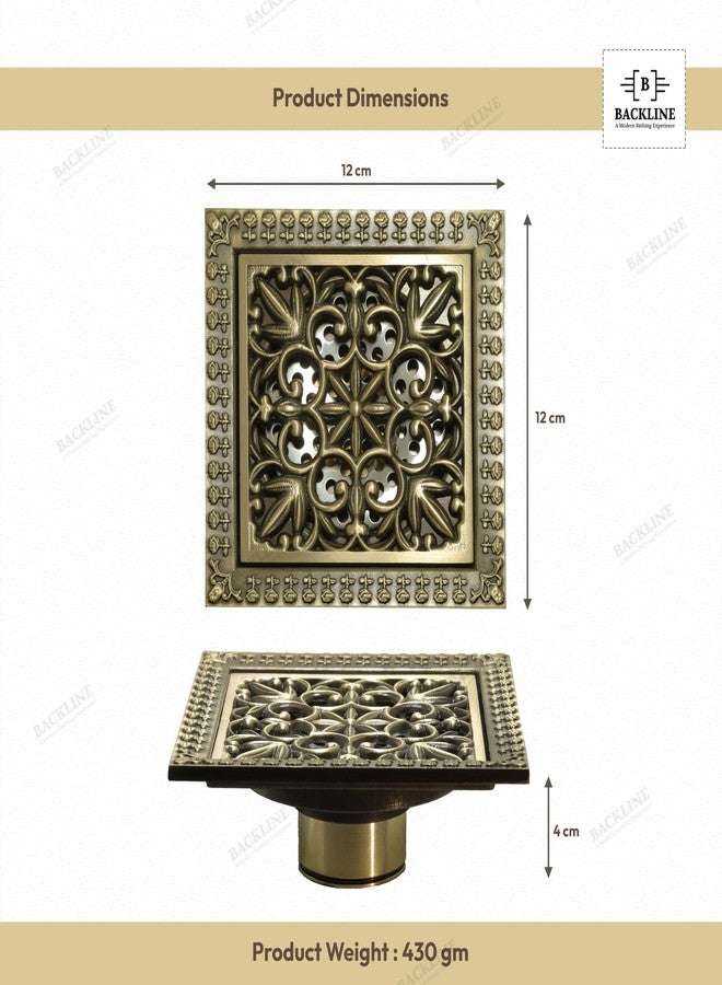 B Backline Brass Floor Drainer Bathroom Floor Water Drainer Bathroom Drain Grating with Anti-Foul Cockroach Trap 12 X 12 Cm (Antique Finish 8) - Image 5